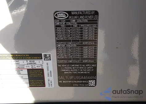 2025 Land Rover Range Rover Sport P400 Dynamic Se z USA, uszkodzony, nr VIN SAL1L9FU9SA464484